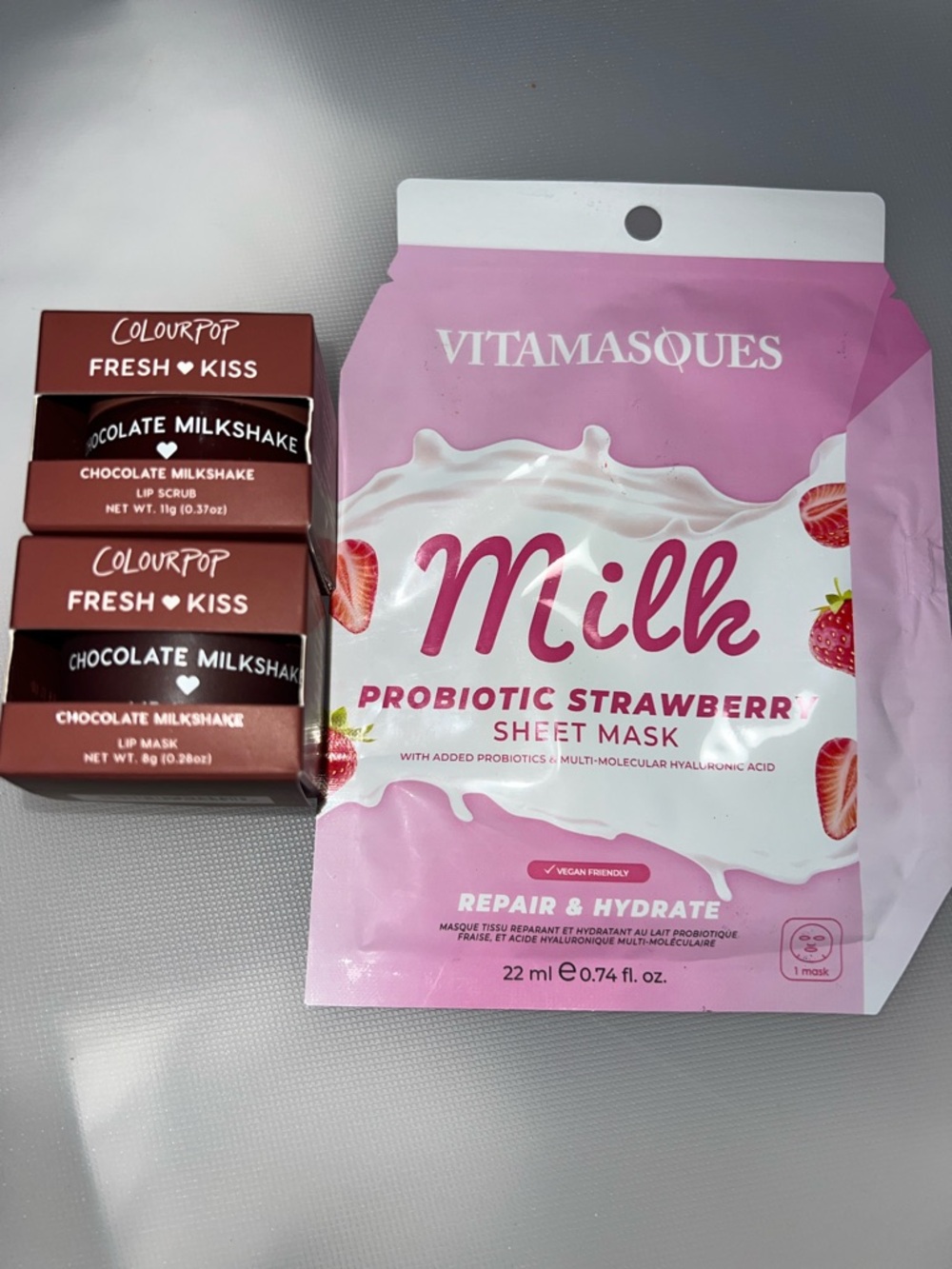 ColourPop Fresh Kiss Chocolate Milkshake Lip Scrub/Lip Mask Duo & Sheet Mask